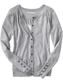 Women: Women's Pointelle-Trim Cardigans - Heather Gray