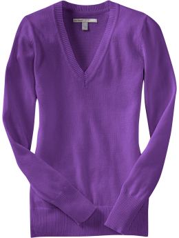 Women: Women's V-Neck Sweaters - Purple Velvet