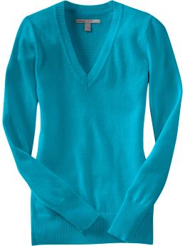 Women: Women's V-Neck Sweaters - Tahiti Lagoon