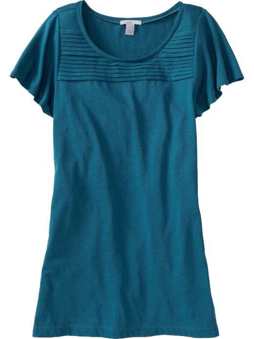 Old Navy Womens Blue Danube Pleated-Yoke Tops
