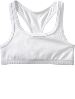 Girls: Girls Racerback Sports Bras - Bright White