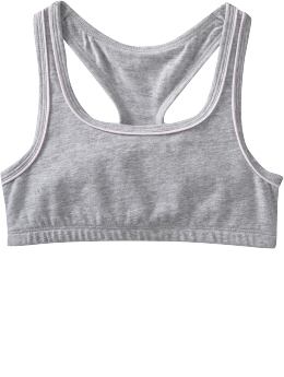 Girls: Girls Racerback Sports Bras - Heather Gray