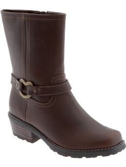 Girls: Girls Heart-Buckle Faux-Leather Boots - Brown Earth
