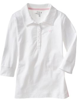 Girls: Girls 3/4-Sleeve Polos - Bright White