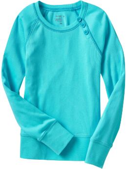 Girls: Girls Button-Trim Waffle-Knit Tops - Katie's Kayak Blue at ShopHSC.com