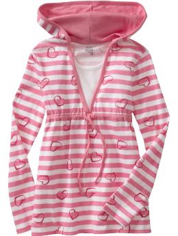 Girls: Girls Striped 2-in-1 Hooded Tops - Pink Stripe at ShopHSC.com
