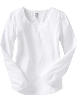 Girls: Girls Puff-Sleeve Tees - Bright White