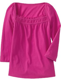 Girls: Girls Square-Neck Babydoll Tops - Blink Pink at ShopHSC.com