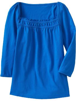 Girls: Girls Square-Neck Babydoll Tops - Bluest Eye at ShopHSC.com