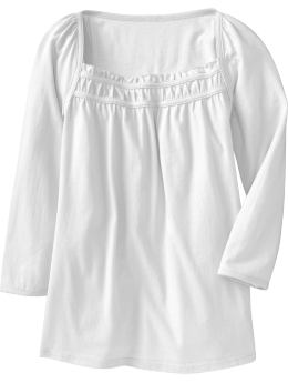 Girls: Girls Square-Neck Babydoll Tops - Bright White at ShopHSC.com