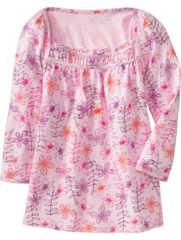 Girls: Girls Square-Neck Babydoll Tops - Puff Pink at ShopHSC.com