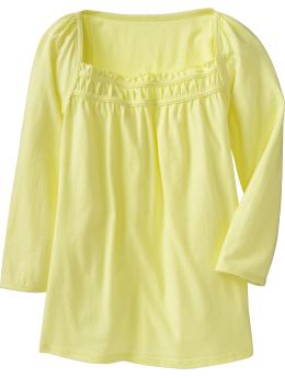 Girls: Girls Square-Neck Babydoll Tops - Surfboard Yellow at ShopHSC.com