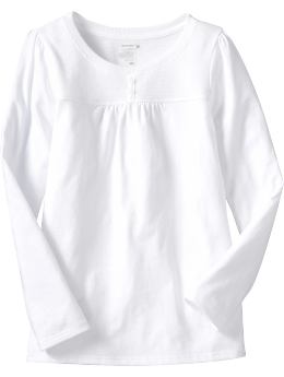 Girls: Girls Waffle-Knit Trim Tops - Bright White at ShopHSC.com