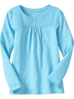 Girls: Girls Waffle-Knit Trim Tops - Katie's Kayak Blue at ShopHSC.com