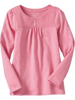 Girls: Girls Waffle-Knit Trim Tops - Shrink Pink at ShopHSC.com