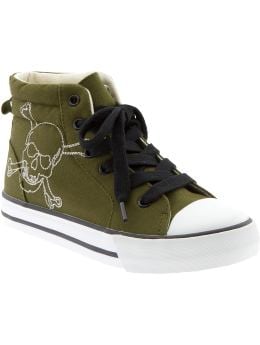 Boys: Boys Embroidered-Graphic High-Tops - Green Skull