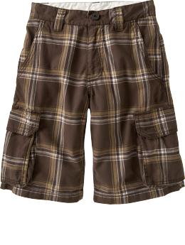 Boys: Boys Plaid Cargo Shorts - Brown Tan Plaid