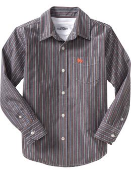 Boys: Boys Multi-Stripe Poplin Shirts - Navy Stripe