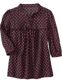 Girls: Girls Printed Metallic-Stripe Henleys - Mole