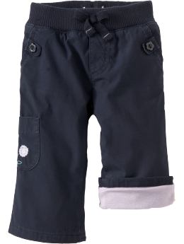 Newborn: Jersey-Lined Poplin Pants for Baby - Ink Blue