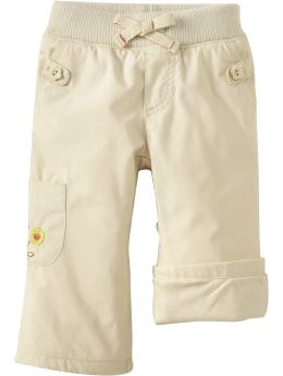 Newborn: Jersey-Lined Poplin Pants for Baby - Salt