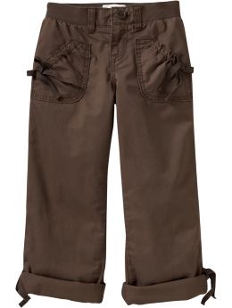 Girls: Girls Twill Roll-Up Pants - Mole