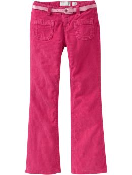 Girls: Girls Belted Boot-Cut Cords - Aphrodite Pink