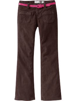 Girls: Girls Belted Boot-Cut Cords - Mole