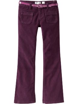 Girls: Girls Belted Boot-Cut Cords - Plummy Mummy