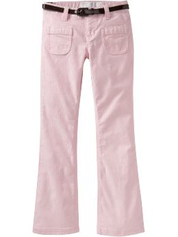 Girls: Girls Belted Boot-Cut Cords - Puff Pink