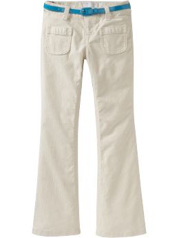 Girls: Girls Belted Boot-Cut Cords - Stone