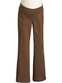 Maternity: Maternity Roll-Panel Twill Pants - Brown Earth