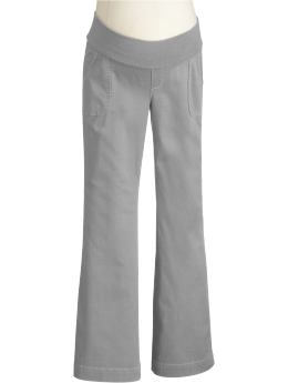 Maternity: Maternity Roll-Panel Twill Pants - Dark Steel