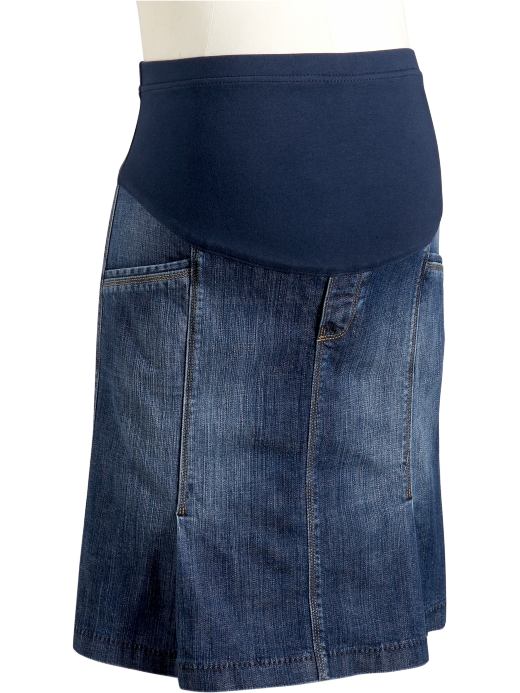 Maternity: Maternity Full-Panel Kick-Pleat Denim Skirts - Medium