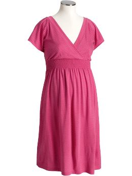 Maternity: Maternity Striped Cross-Front Dresses - Pink Stripe