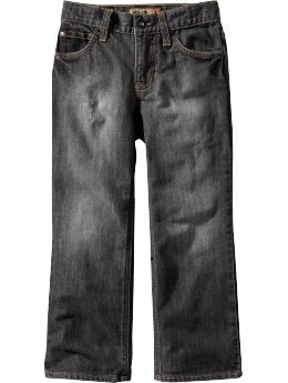 Boys: Boys Skull-Pocket Straight Jeans - Black