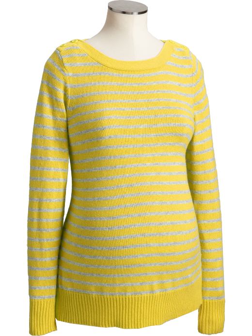 Maternity: Maternity Striped Boat-Neck Sweaters - Yellow Stripe