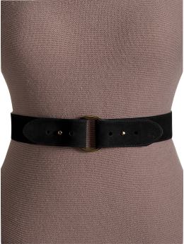 Women's Plus: Women's Plus Suede O-Ring Belts - Black Jack
