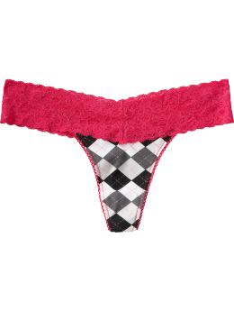 Women: Women's Printed Lace-Trim Thongs - Navy Argyle