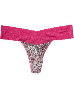 Women: Women's Printed Lace-Trim Thongs - Black Floral