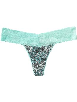 Women: Women's Printed Lace-Trim Thongs - Blue Floral