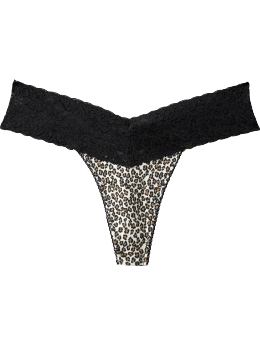 Women: Women's Printed Lace-Trim Thongs - Black Leopard