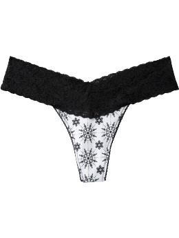 Women: Women's Printed Lace-Trim Thongs - Large Snowflakes