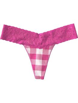Women: Women's Printed Lace-Trim Thongs - Red Buffalo Plaid