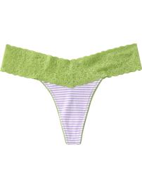 Women's Printed Lace-Trim Thongs