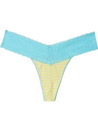 Women's Printed Lace-Trim Thongs