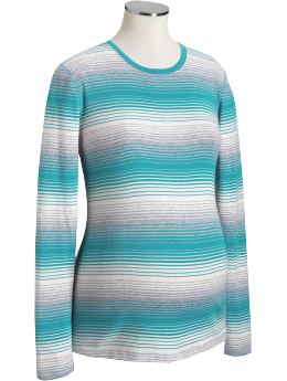 Maternity: Maternity Crew-Neck Tees - Teal Stripe