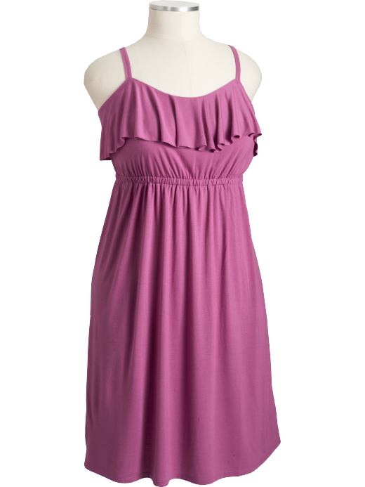 Womens Plus Ruffled Jersey Dresses