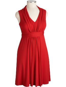 Women's Plus: Women's Plus Drape-Front Jersey Dresses - Saucy Red