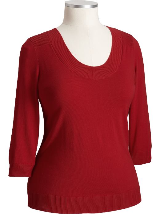 Women's Plus: Women's Plus Scoop-Neck Sweaters - Saucy Red